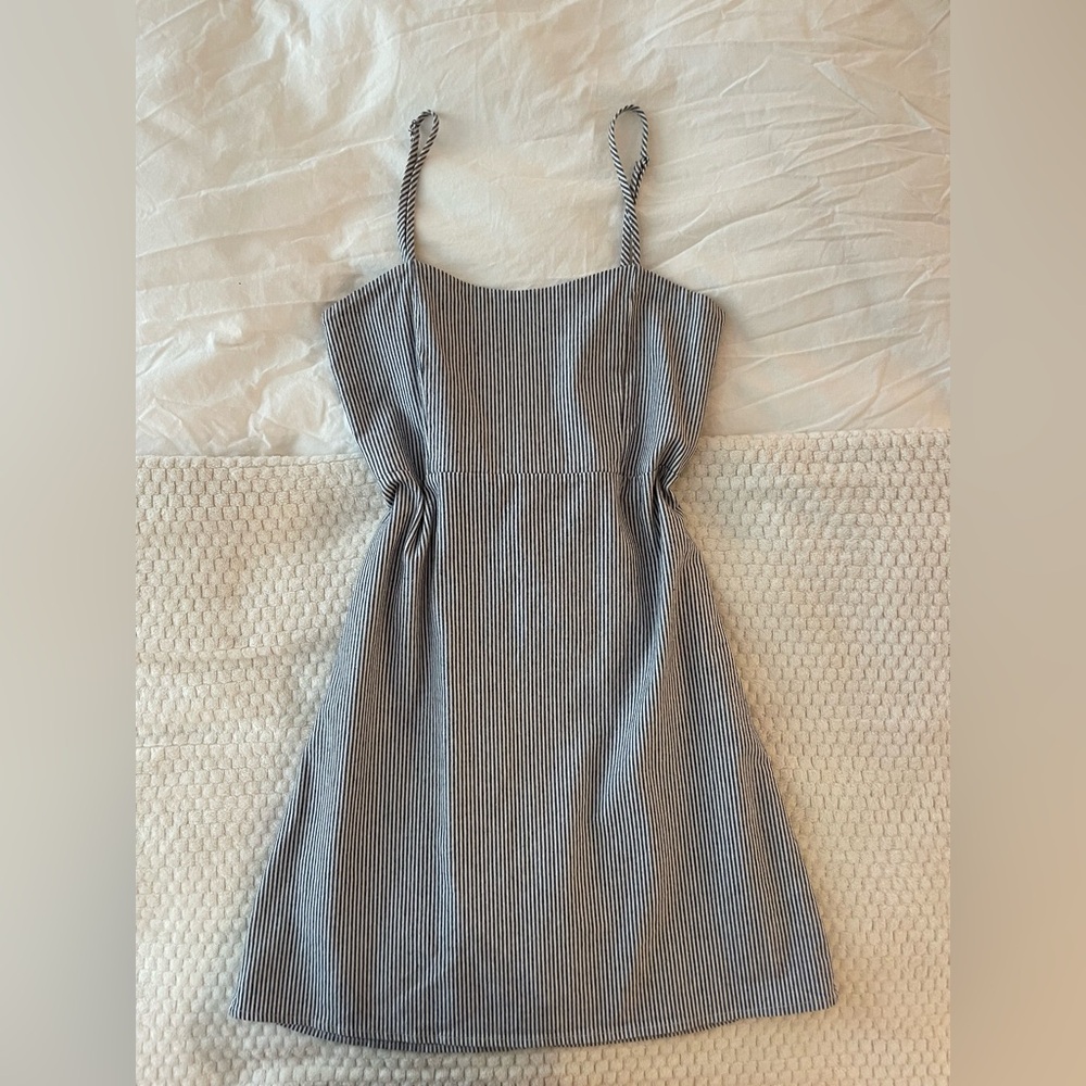 brandy melville navy and white striped mini dress